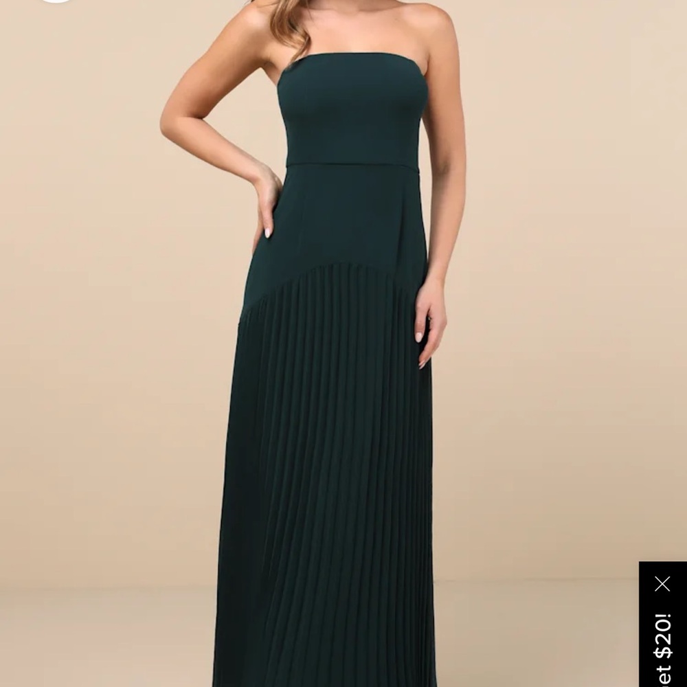 Elegant Strapless Dark Green Maxi Dress